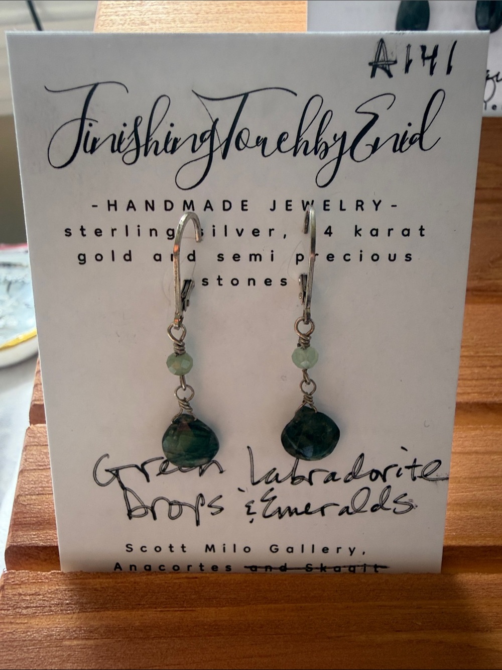 Green Labradorite & Emerald Drop Earrings - Sterling Silver